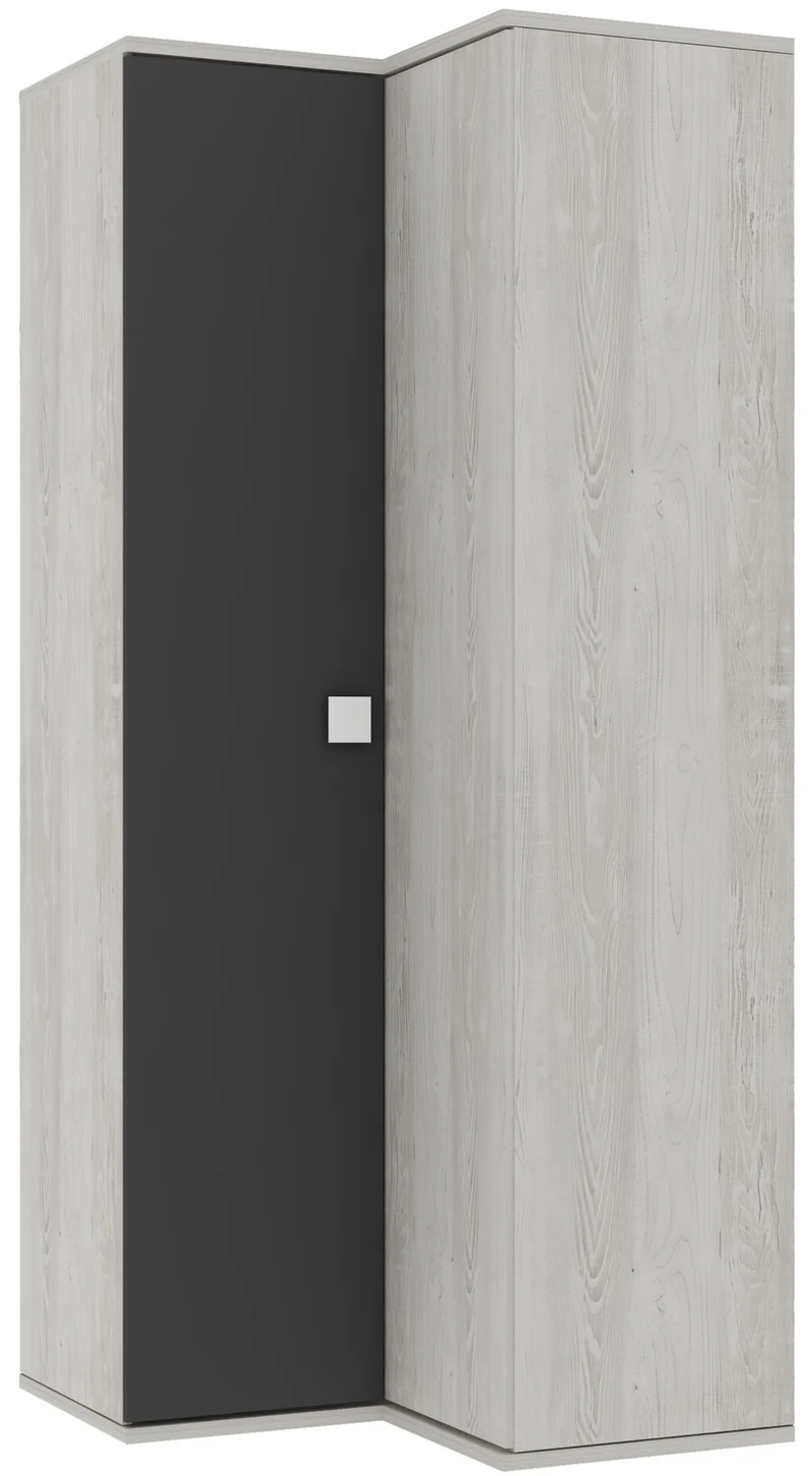 Armadio angolare 98x223h cm colore bianco consumato e antracite