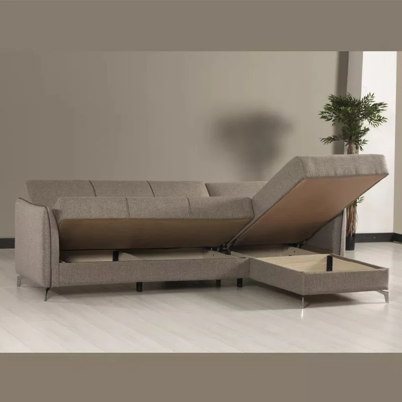 Divano con penisola reversibile colore grigio chiaro - Fellis