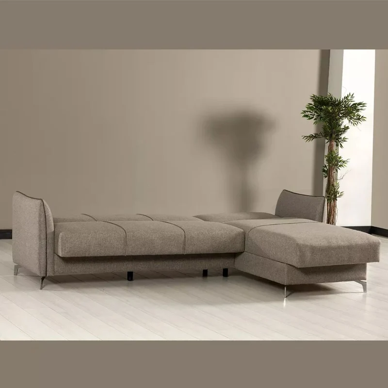 Divano con penisola reversibile colore grigio chiaro - Fellis
