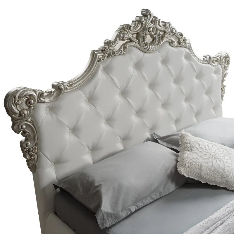 Letto matrimoniale con contenitore e testiera capitonnè colore bianco - Savoia