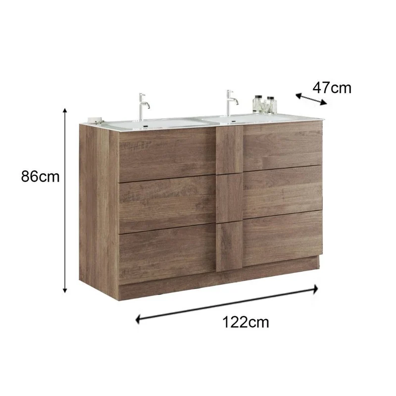 Mobile bagno doppia vasca colore rovere mercure Salemi120
