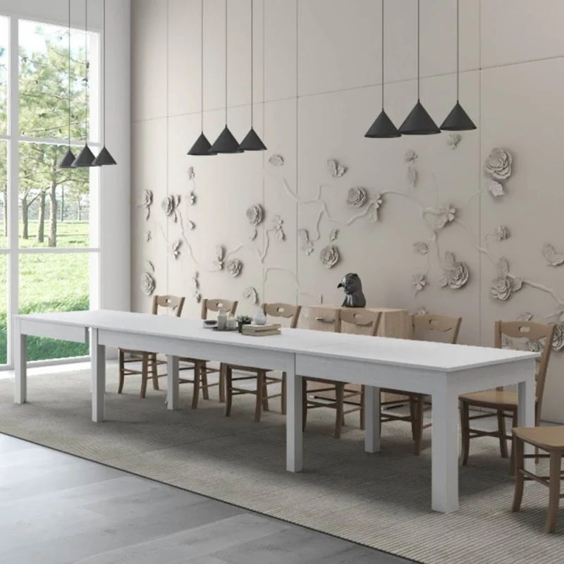 Tavolo allungabile fino a 320 cm colore bianco frassinato 160x90 cm - Super4
