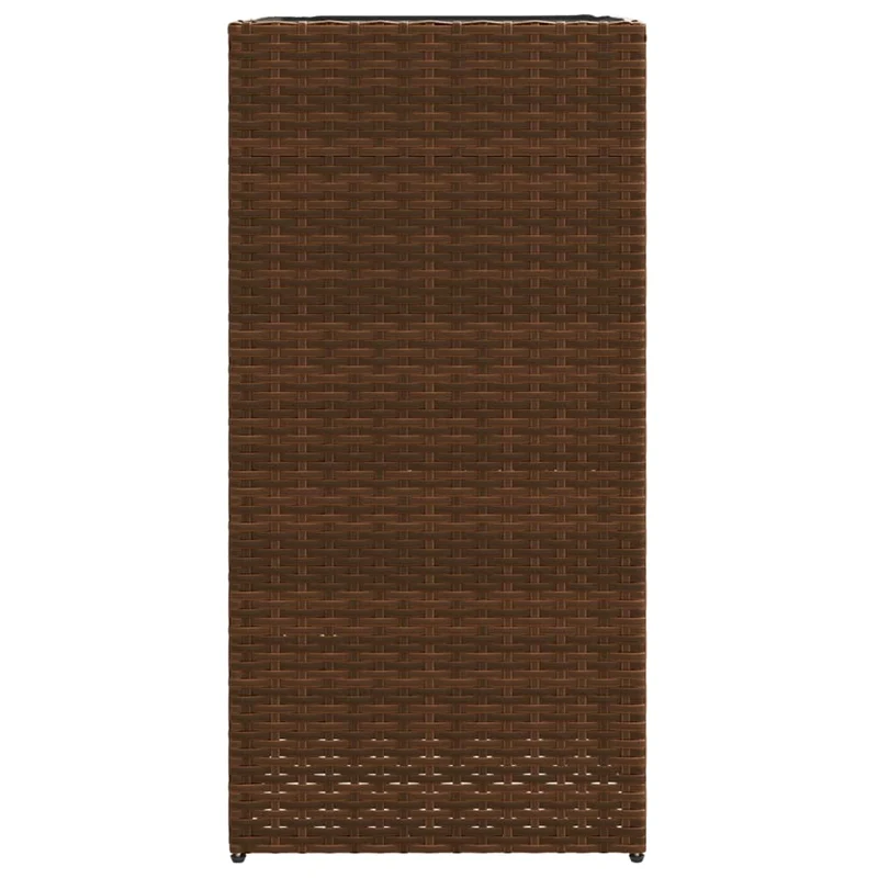 Jardinière bac lit surélevé plantes fleurs terrasse jardin 40 x 40 x 80 cm résine tressée marron 02_0037587