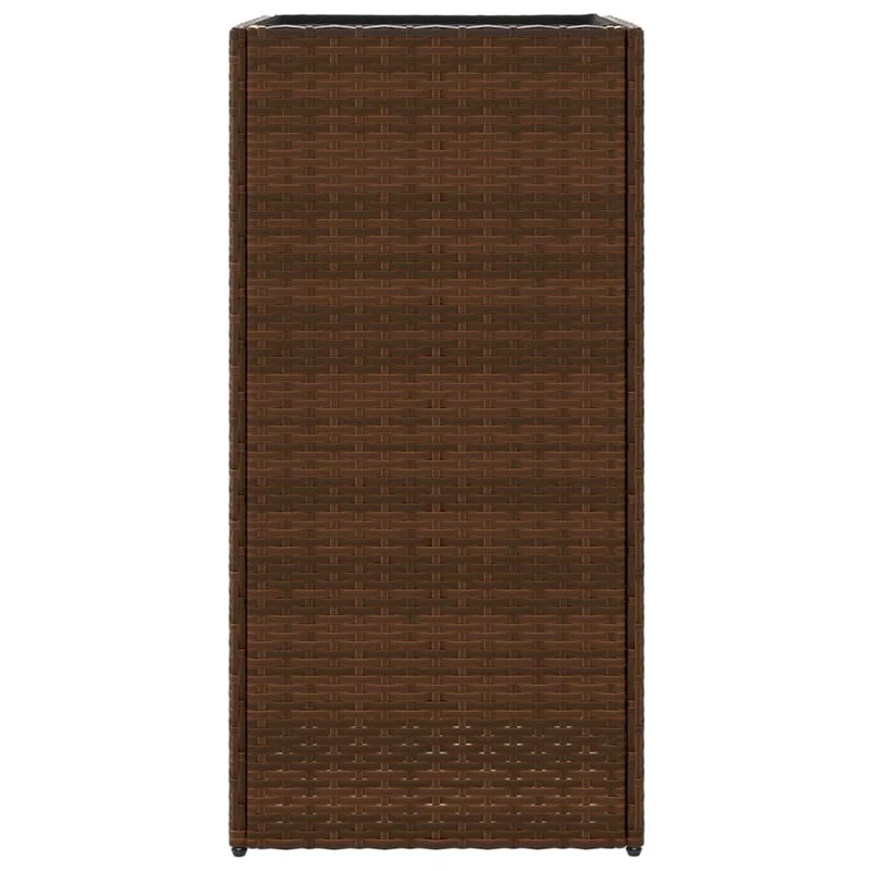 Jardinière bac lit surélevé plantes fleurs terrasse jardin 40 x 40 x 80 cm résine tressée marron 02_0037587