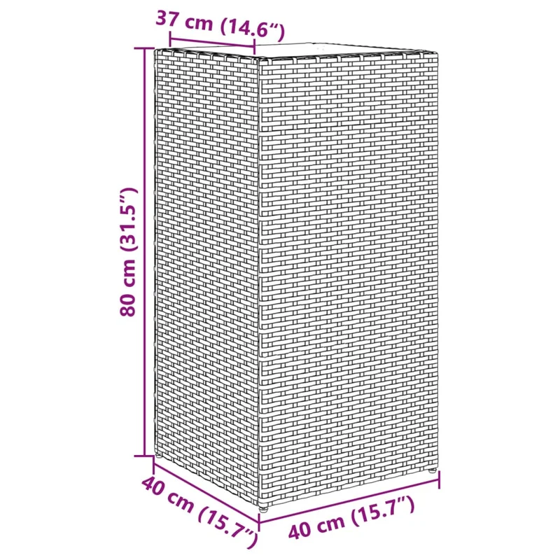 Jardinière bac lit surélevé plantes fleurs terrasse jardin 40 x 40 x 80 cm résine tressée marron 02_0037587