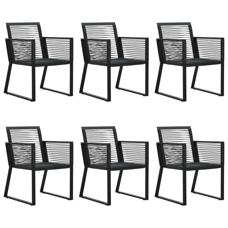 Ensemble à dîner salon de jardin meuble d'extérieur 7 pièces rotin pvc noir 02_0014237