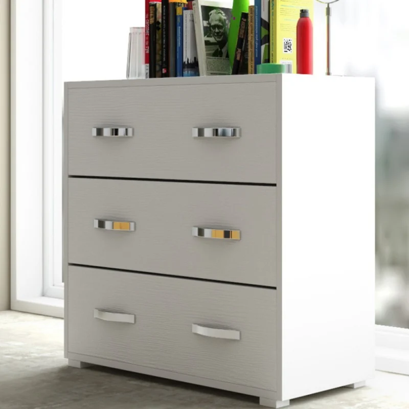 Comò con 3 cassetti colore bianco frassinato 91x45x81H cm