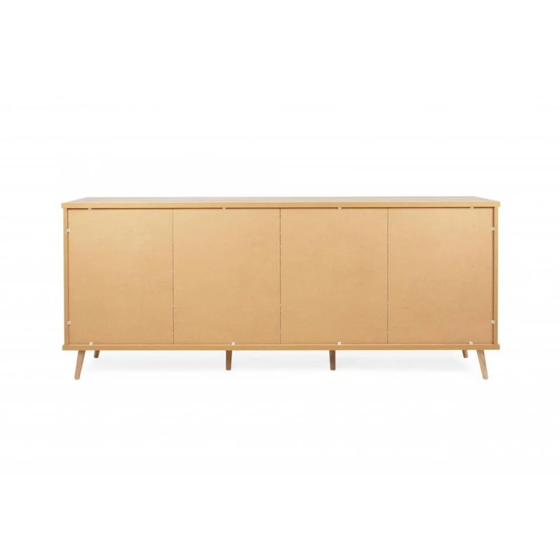 Madia in legno 209,6x88,3h cm con tre ante e vano a giorno colore rovere, antracite e grigio - Epik 56