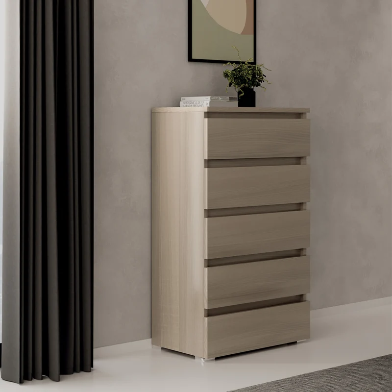Cassettiera con 5 cassetti colore olmo 75x127H cm montata