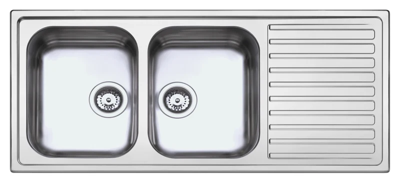 Lavello con doppia vasca e gocciolatoio destro 116x50 cm - Samet SAXT333A