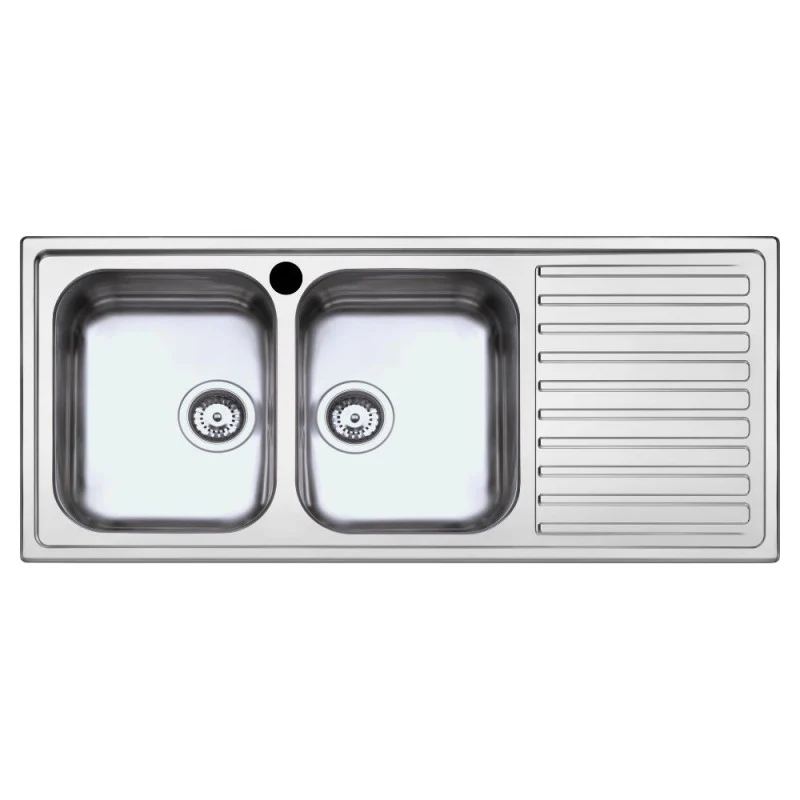 Lavello con doppia vasca e gocciolatoio sinistro 116x50 cm - Samet SAXT3