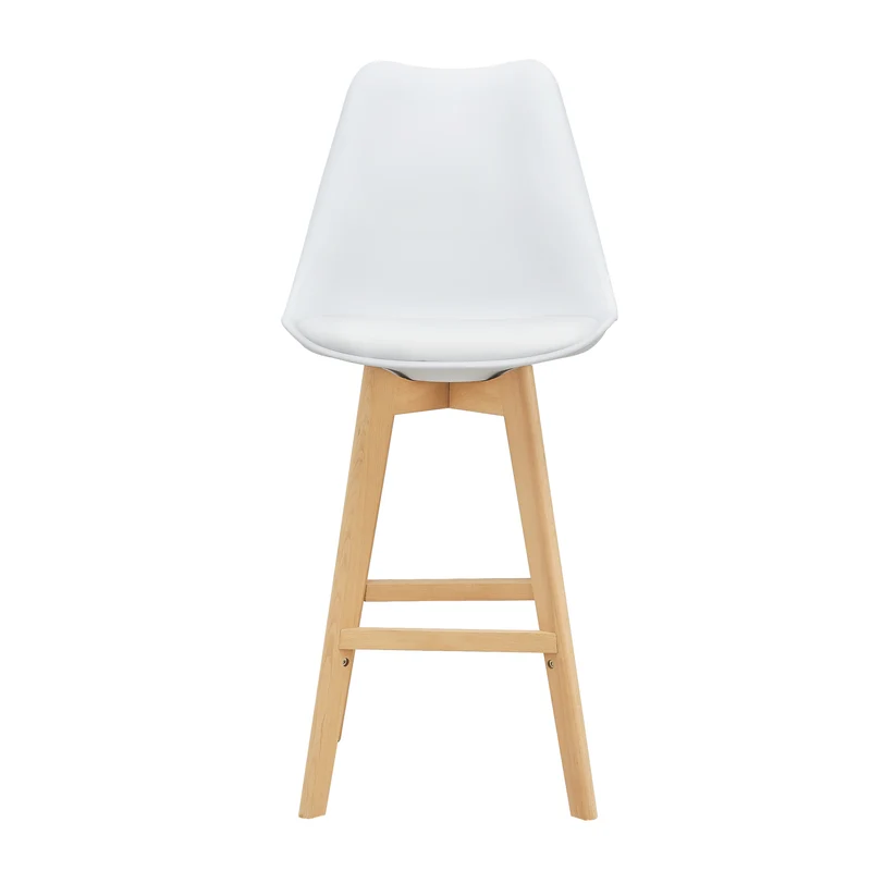 Lot de 6 tabourets de bar plastique synthétique hêtre 105 x 48 x 58 cm blanc 03_0008724