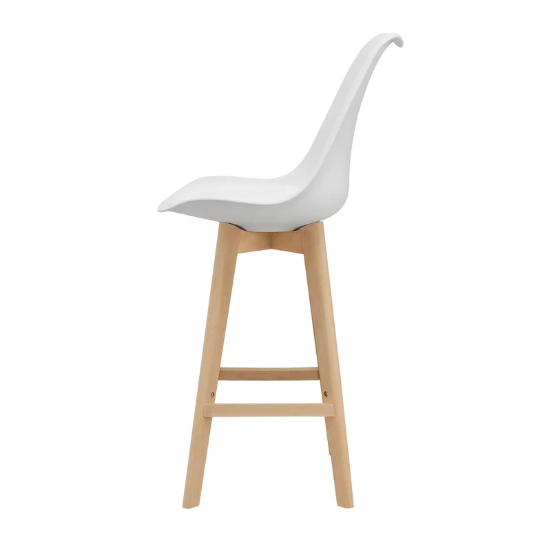 Lot de 6 tabourets de bar plastique synthétique hêtre 105 x 48 x 58 cm blanc 03_0008724