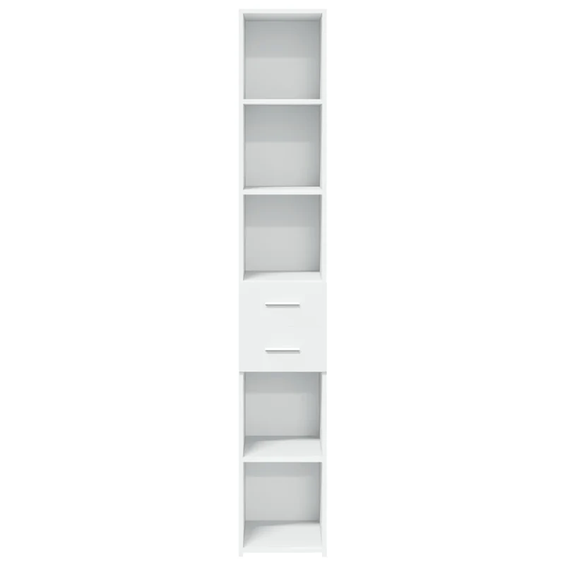 Buffet bahut commode armoire meuble de rangement organisateur cuisine salle de séjour salon haut 30 x 42,5 x 185 cm bois d'ingénierie blanc 02_0032256