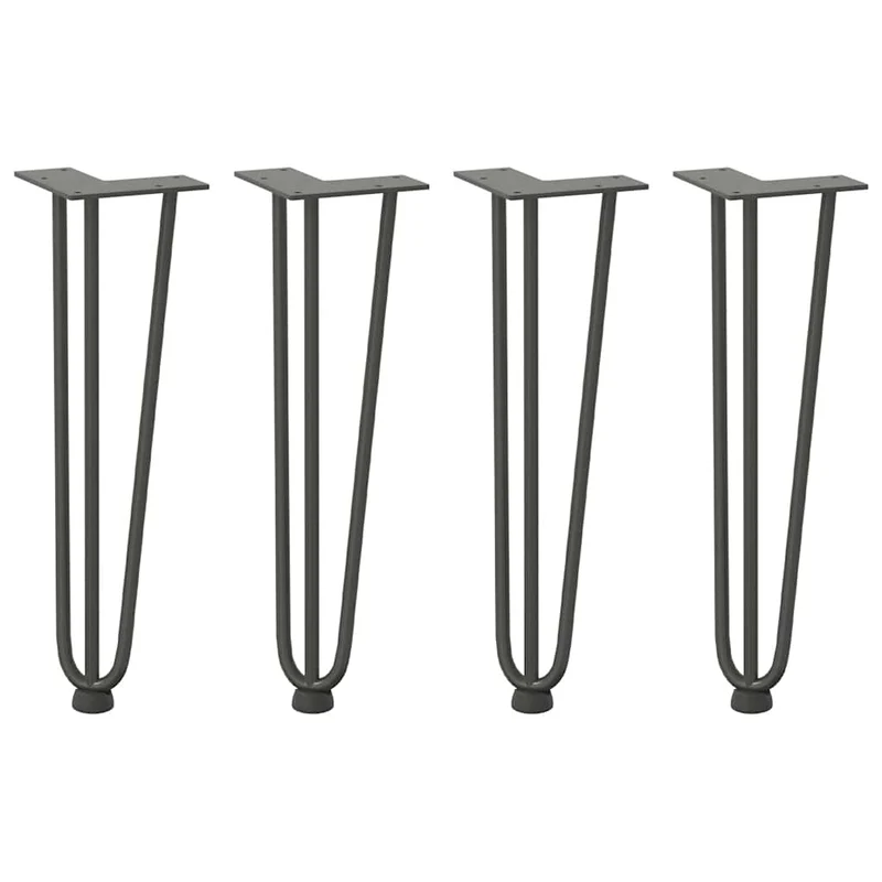 Lot de 4 pieds en épingle à cheveux design moderne pour table basse 42 x 12 x 12 cm en acier massif anthracite 02_0056741