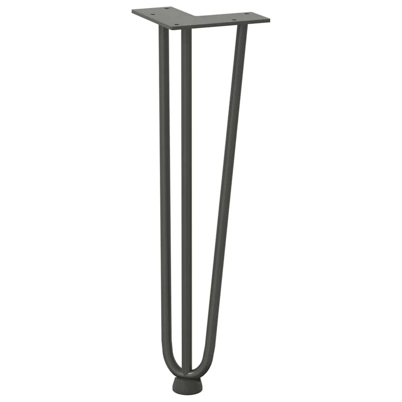 Lot de 4 pieds en épingle à cheveux design moderne pour table basse 42 x 12 x 12 cm en acier massif anthracite 02_0056741