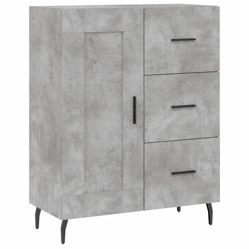 Buffet bahut commode armoire meuble de rangement organisateur cuisine salle de séjour salon haut 69,5 x 34 x 180 cm bois d'ingénierie gris 02_0034677