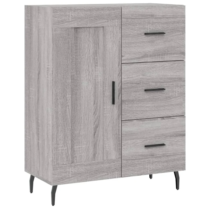 Buffet bahut commode armoire meuble de rangement organisateur cuisine salle de séjour salon haut sonoma 69,5 x 34 x 180 cm bois d'ingénierie gris 02_0035414