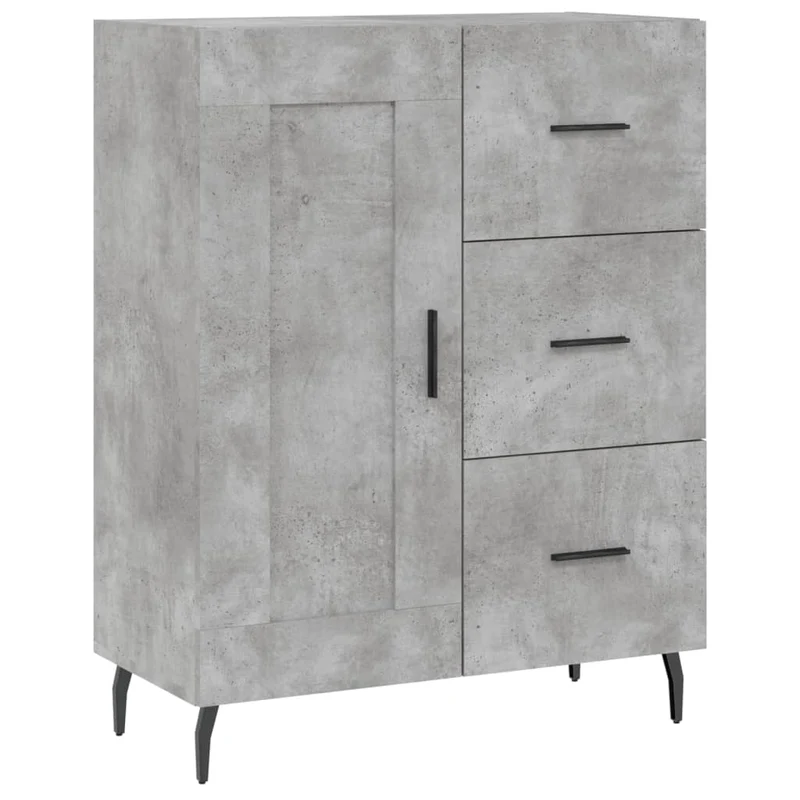Buffet bahut commode armoire meuble de rangement organisateur cuisine salle de séjour salon haut 69,5 x 34 x 180 cm bois d'ingénierie gris 02_0034531