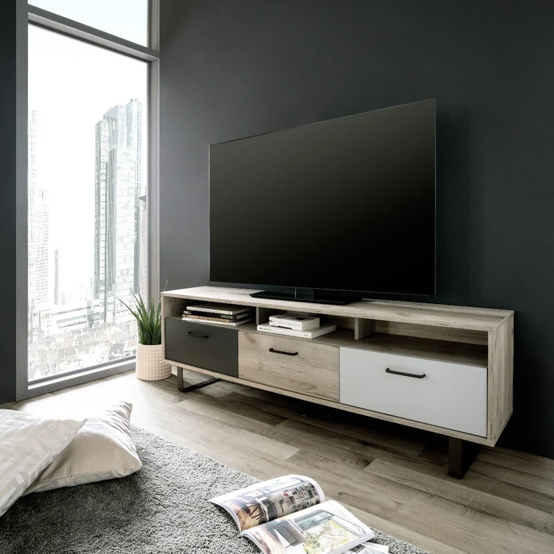 Mobile Porta TV 163 cm con ante a ribalta colore rovere e grigio - Orlando 5