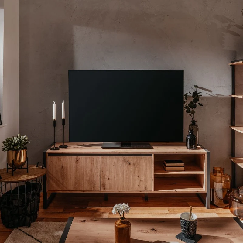 Mobile porta TV 160x55h cm colore quercia e antracite - Denver 54