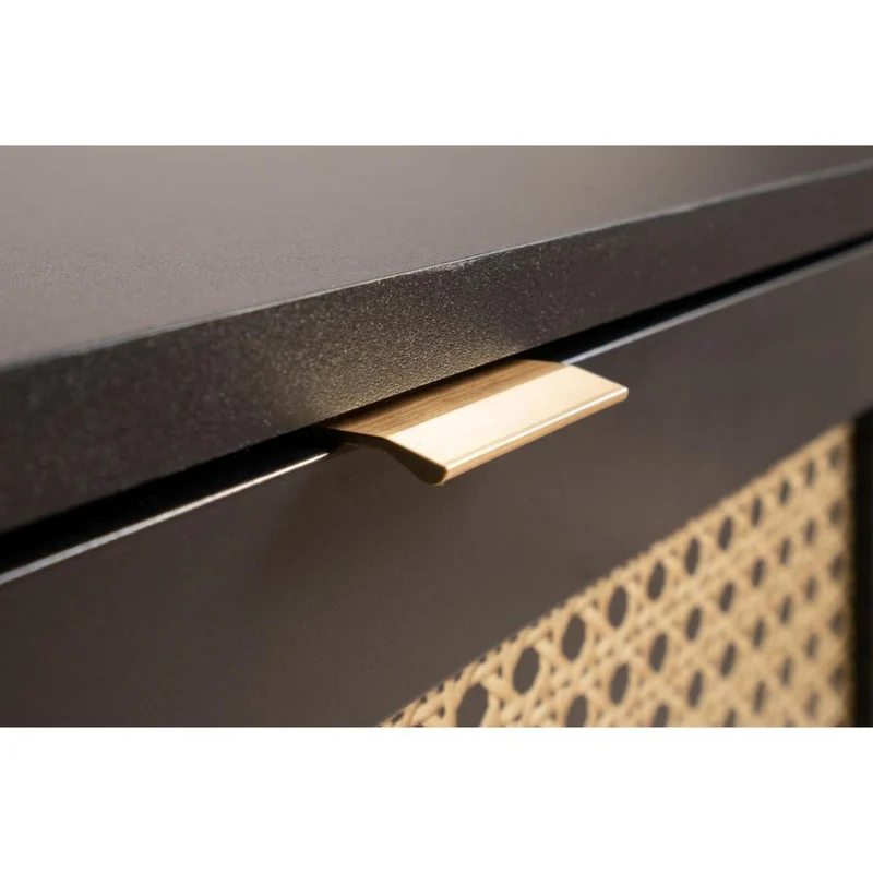 Cassettiera 80x80h cm con 3 cassetti colore nera con frontali vimini - Vienna03A
