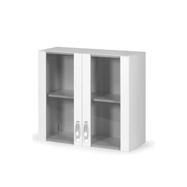 Pensile vetrina con due ante colore bianco frassinato 80x72H cm