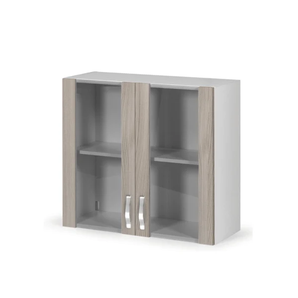 Pensile vetrina cucina con due ante colore olmo 80x72H cm