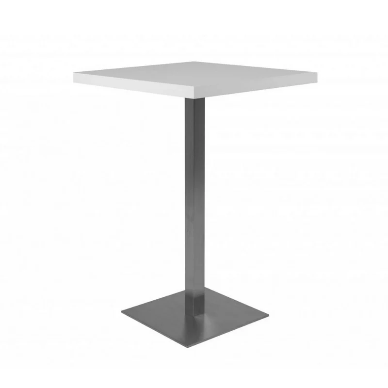 Tavolo alto Quadrato 70x70 cm piano colore bianco e base cromo