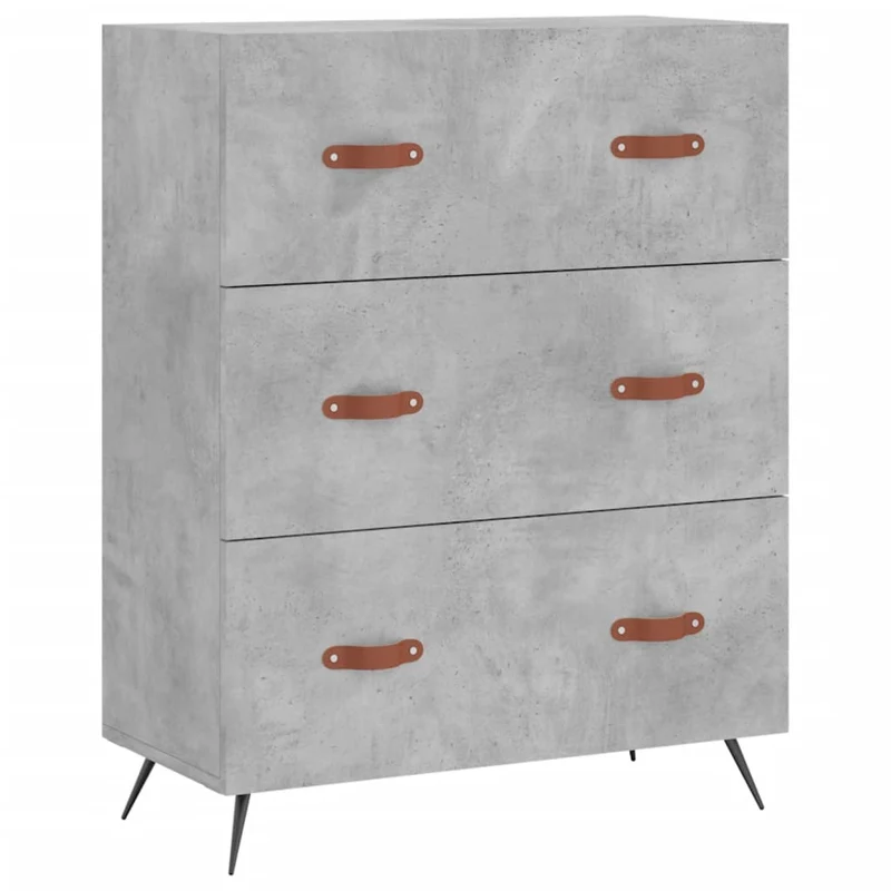 Buffet bahut commode armoire meuble de rangement organisateur cuisine salle de séjour salon haut 69,5 x 34 x 180 cm bois d'ingénierie gris 02_0034652