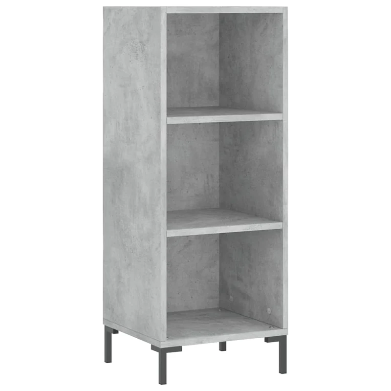 Buffet bahut commode armoire meuble de rangement organisateur cuisine salle de séjour salon haut 34,5 x 34 x 180 cm bois d'ingénierie gris 02_0034301