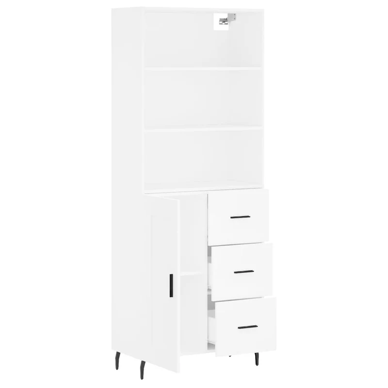 Buffet bahut commode armoire meuble de rangement organisateur cuisine salle de séjour salon haut 69,5 x 34 x 180 cm bois d'ingénierie blanc 02_0032682