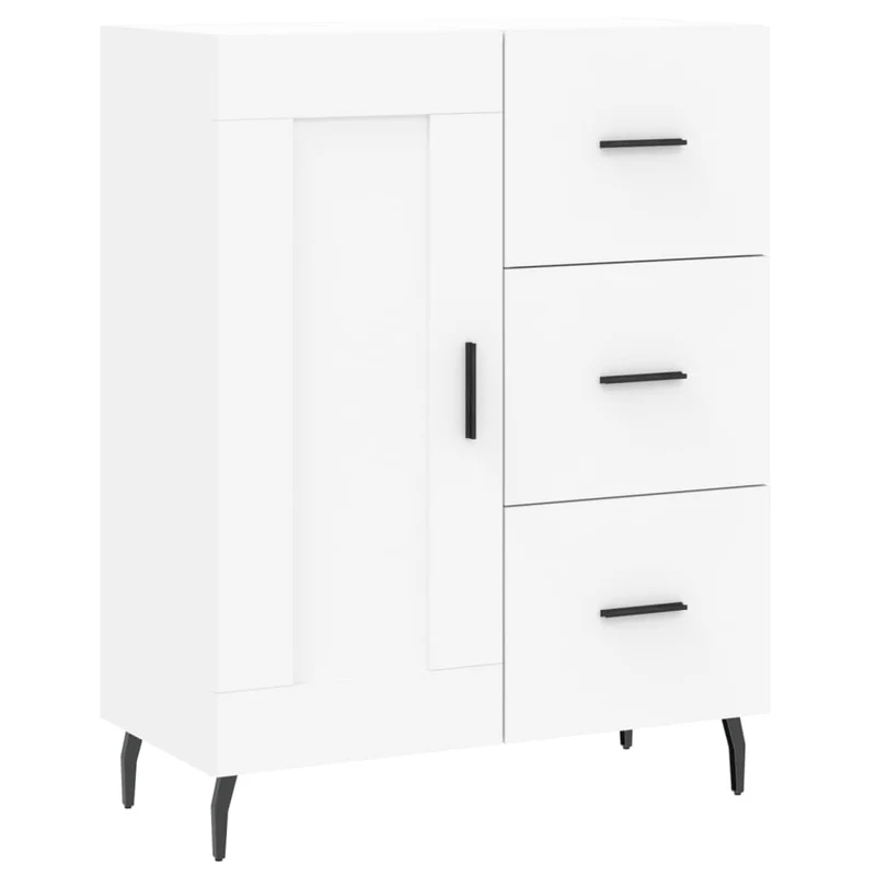 Buffet bahut commode armoire meuble de rangement organisateur cuisine salle de séjour salon haut 69,5 x 34 x 180 cm bois d'ingénierie blanc 02_0032516