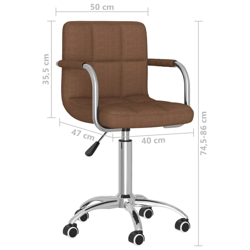 Chaise fauteuil siège pivotante de bureau informatique étude tissu brun 02_0024145