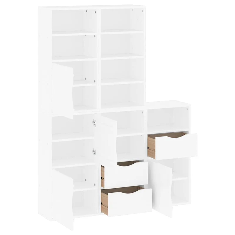 Lot de 5 armoires latérales modulaires blanc 40 x 24 x 79 cm avec grand espace de rangement style rustique en pin massif blanc 02_0055969