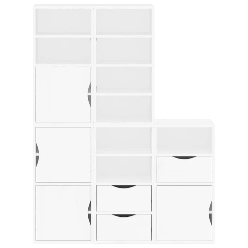 Lot de 5 armoires latérales modulaires blanc 40 x 24 x 79 cm avec grand espace de rangement style rustique en pin massif blanc 02_0055969
