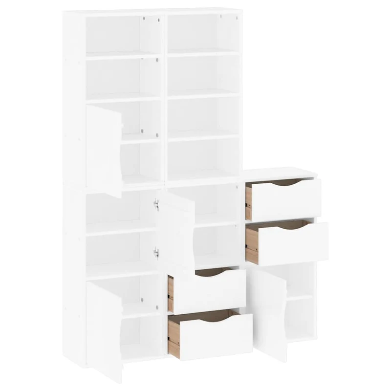 Lot de 5 armoires latérales modulaires rangement 40 x 24 x 79 cm en bois massif blanc 02_0055967