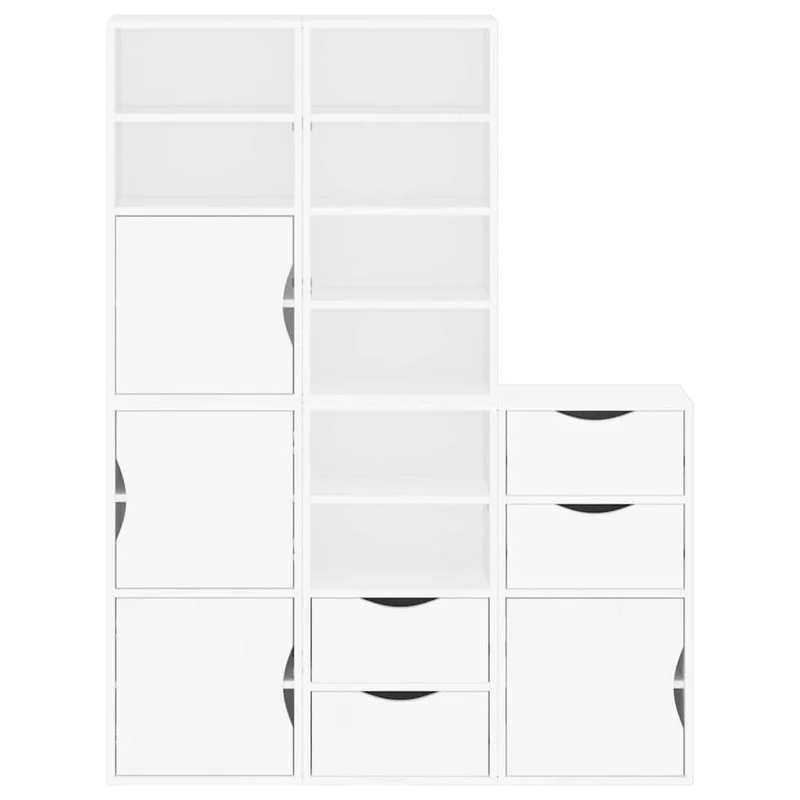 Lot de 5 armoires latérales modulaires rangement 40 x 24 x 79 cm en bois massif blanc 02_0055967