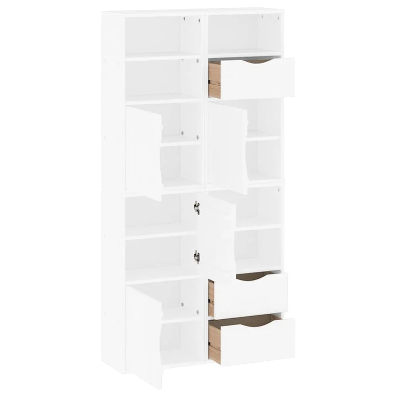 Lot de 4 armoires latérales modulaires 40 x 24 x 79 cm espace de rangement charmant style rustique en bois massif blanc 02_0055959