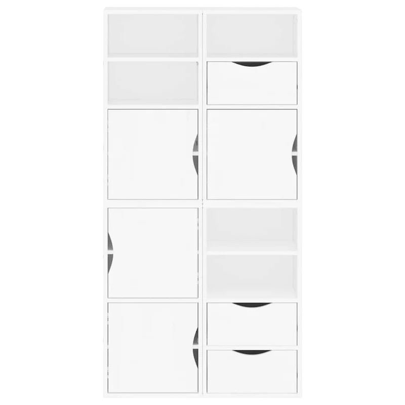 Lot de 4 armoires latérales modulaires 40 x 24 x 79 cm espace de rangement charmant style rustique en bois massif blanc 02_0055959