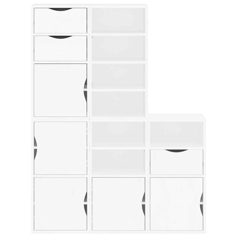 Lot de 5 armoires latérales modulaires rangement 40 x 24 x 79 cm style rustique en bois massif blanc 02_0055973