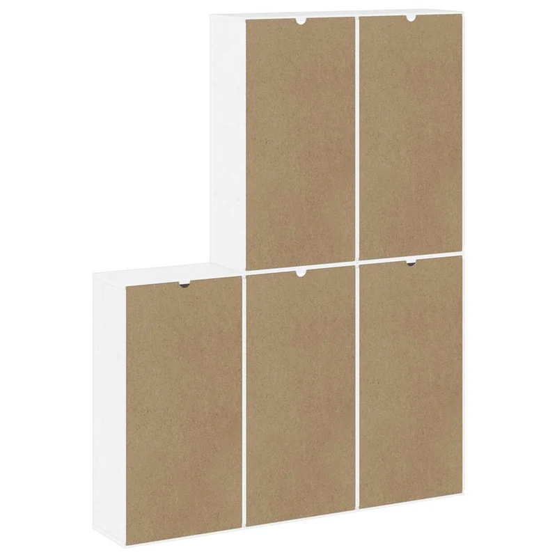 Lot de 5 armoires latérales modulaires rangement 40 x 24 x 79 cm style rustique en bois massif blanc 02_0055973