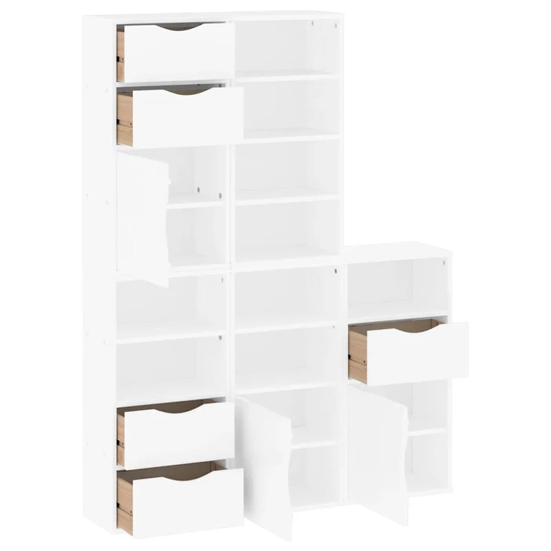 Lot de 5 armoires latérales modulaires rangement 40 x 24 x 79 cm en bois massif blanc 02_0055975