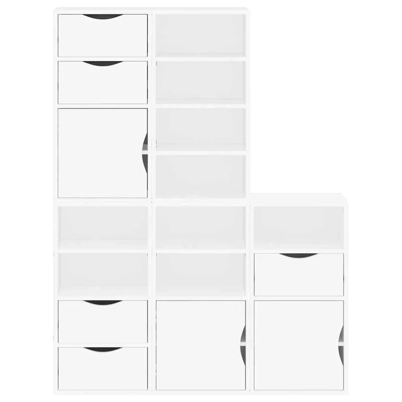 Lot de 5 armoires latérales modulaires rangement 40 x 24 x 79 cm en bois massif blanc 02_0055975