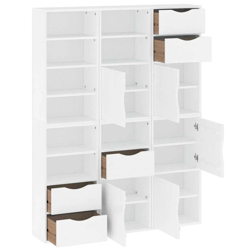Lot de 6 armoires latérales modulaires rangement 40 x 24 x 79 cm en bois massif blanc 02_0055963
