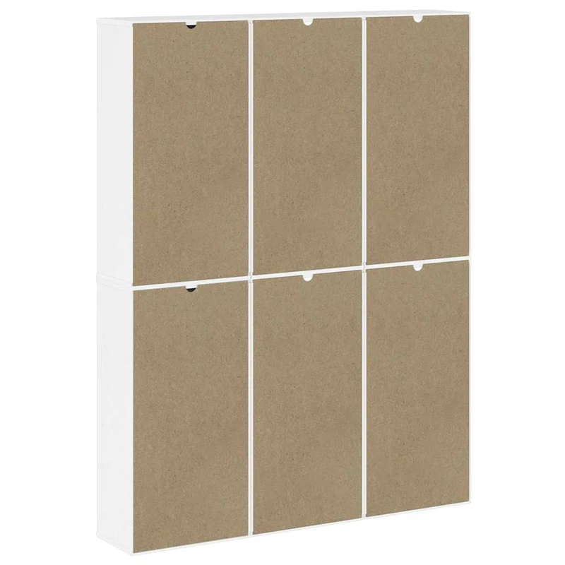 Lot de 6 armoires latérales modulaires rangement 40 x 24 x 79 cm en bois massif blanc 02_0055963