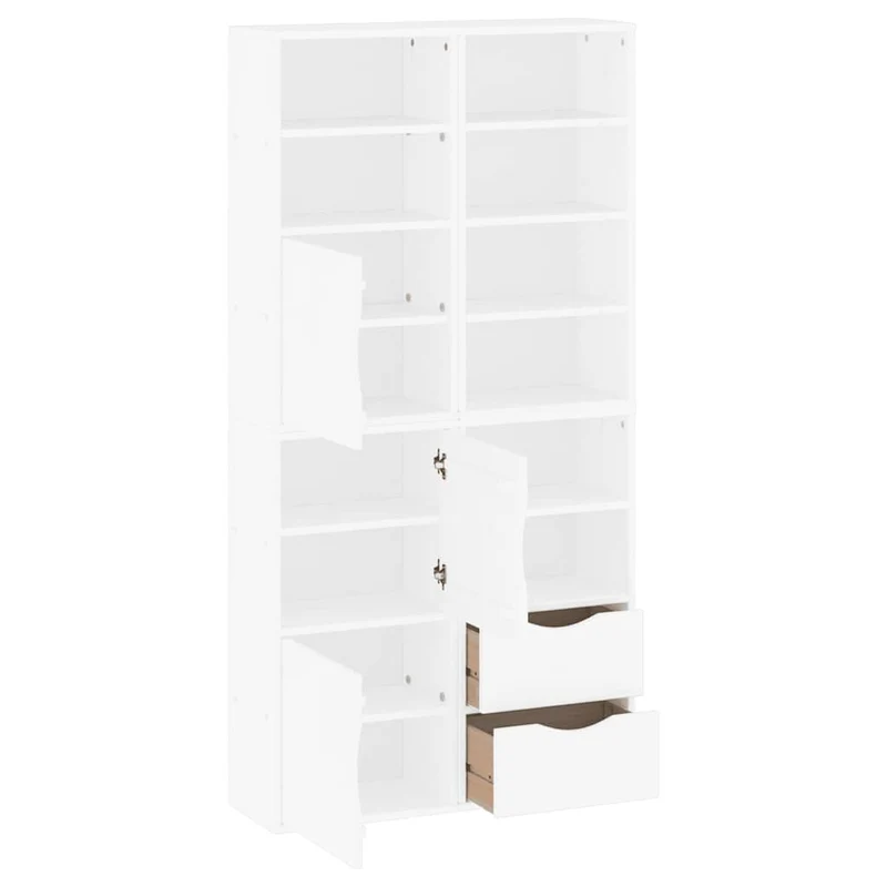 Lot de 4 armoires latérales modulaires rangement pratique 40 x 24 x 79 cm en bois massif pin blanc 02_0055961
