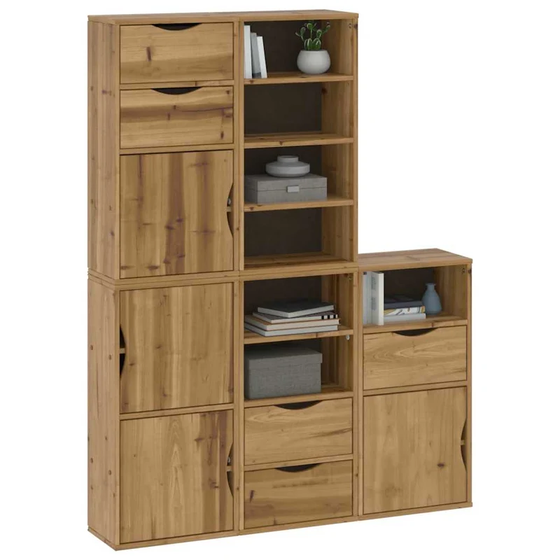 Lot de 5 armoires latérales modulaires 40 x 24 x 79 cm en bois massif pin 02_0055970
