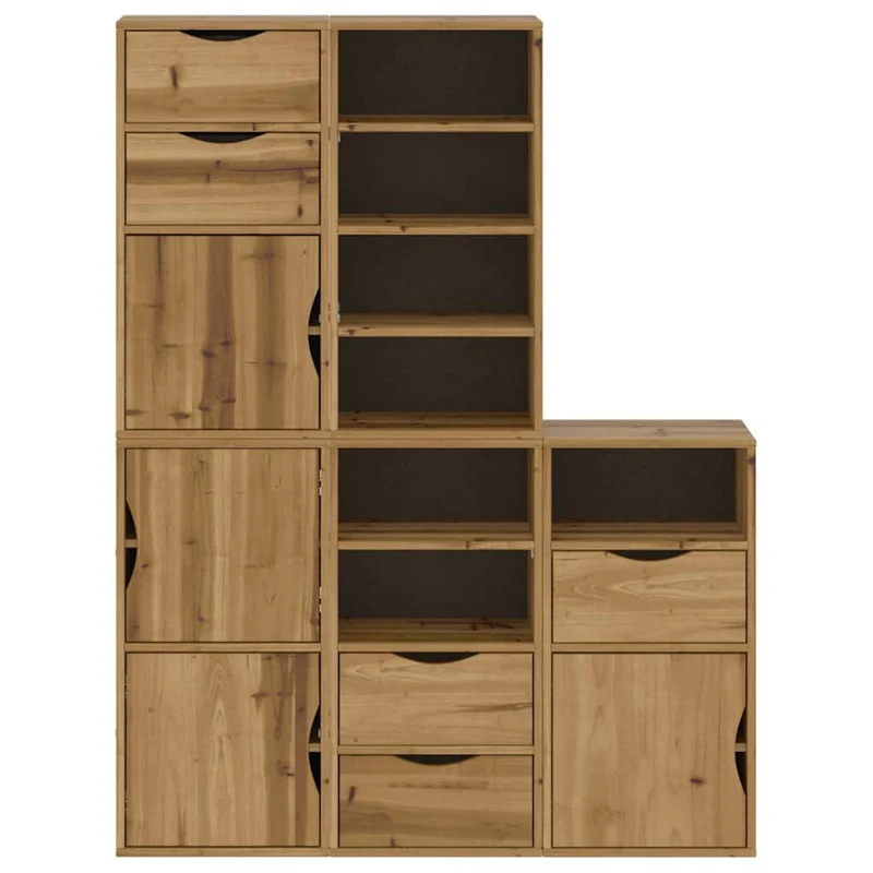 Lot de 5 armoires latérales modulaires 40 x 24 x 79 cm en bois massif pin 02_0055970