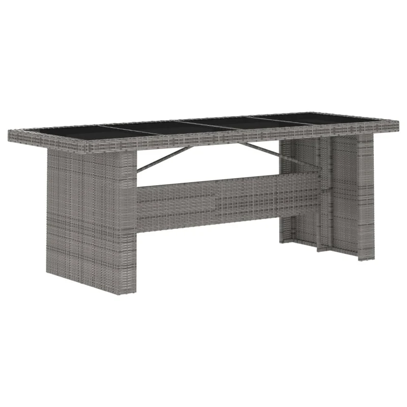 Mobilier à dîner jardin 7 pièces avec coussins résine tressée gris 02_0014931
